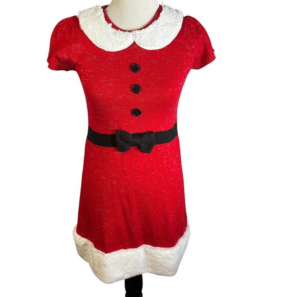 Holiday Time Girl Red White Santa Christmas Dress 10/12 - Picture 1 of 6